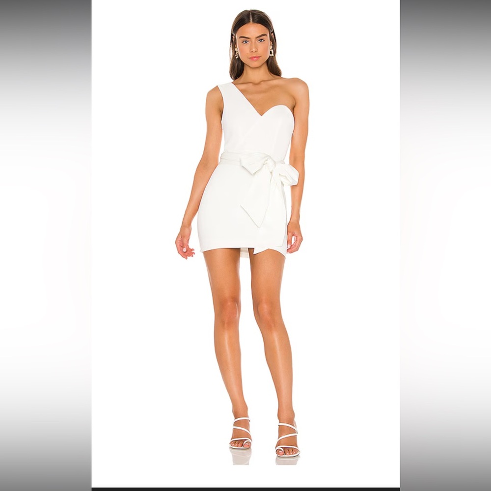 NBD Revolve NEW Jasper Mini Dress in Ivory One Shoulder Size Small